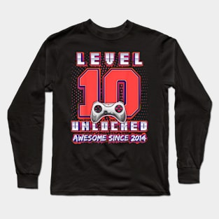 10th Birthday Gamer 10 Year Old Bday Boy Ten Son Long Sleeve T-Shirt